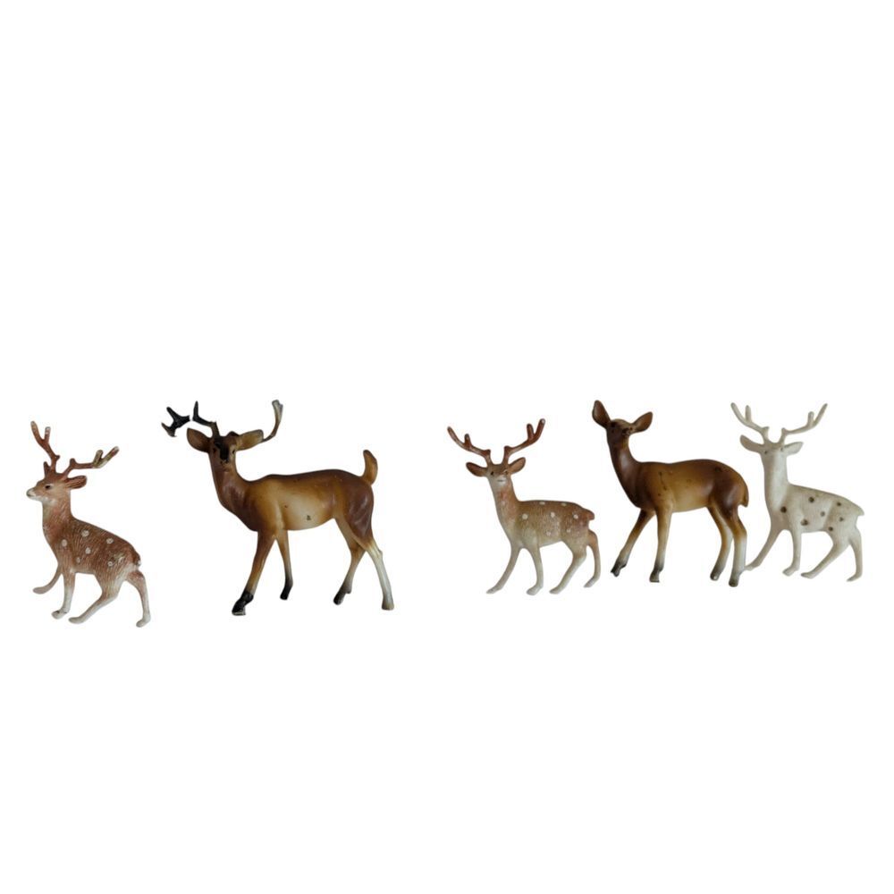 Deer Figurines Set of 5 Fawn Buck Stag Christmas Holiday Decor 2"